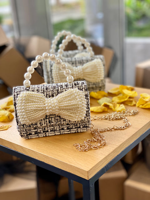 Pearl Ribbon Чанта с панделка от перли