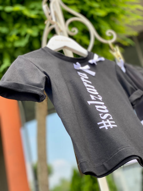 Moonlight Bows Пола от черен тюл със сатенени панделки