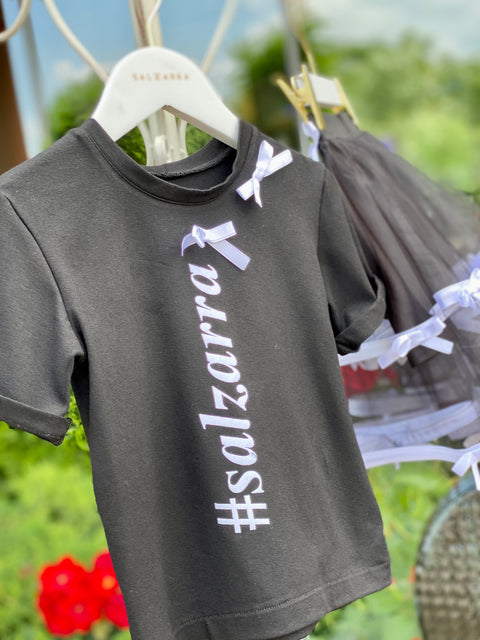 Moonlight Bows Пола от черен тюл със сатенени панделки