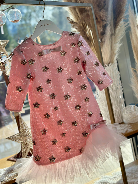 Polar Light Pink Sequin and Tulle Dress