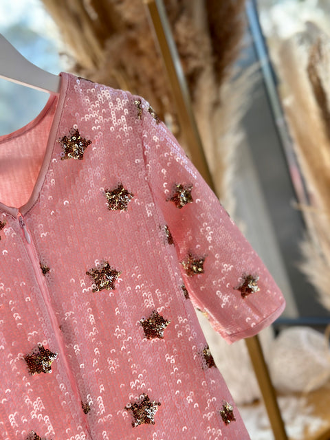 Polar Light Pink Sequin and Tulle Dress