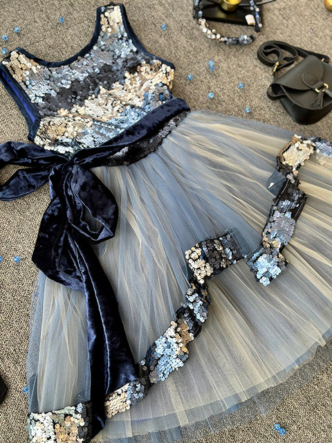 Sparkle Wave Asymmetric Sequin Dress