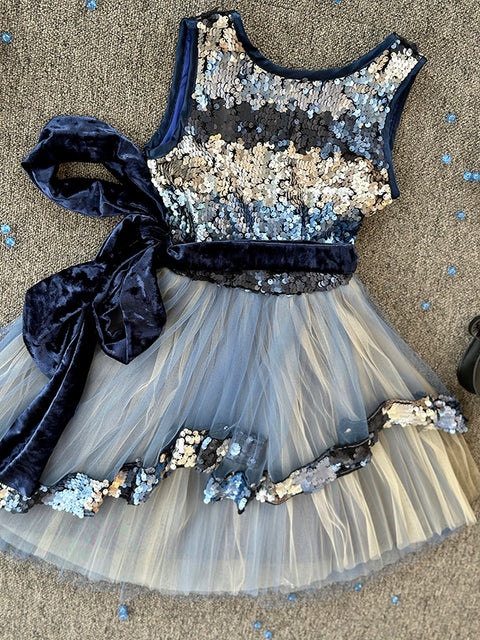 Sparkle Wave Asymmetric Sequin Dress