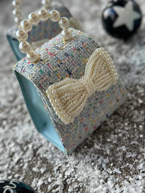 Baby Pearl Blue Чанта букле перлена панделка
