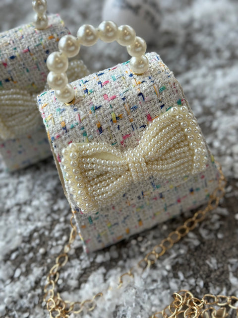 Baby Pearl Ecru Чанта букле перлена панделка