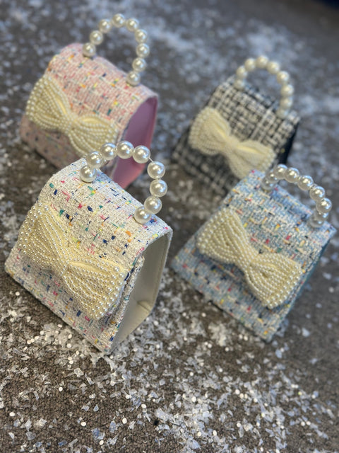 Baby Pearl Blue Чанта букле перлена панделка