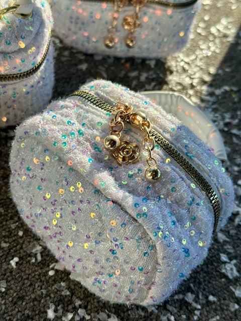White &amp; Pink Sparkle Bag Children's bag with sequins and gold accents