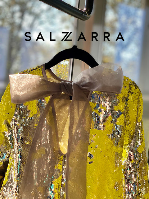 Golden Bow Sparkle Sequined Children's Dress