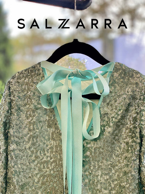 Frosted Glow Детска рокля зелени пайети