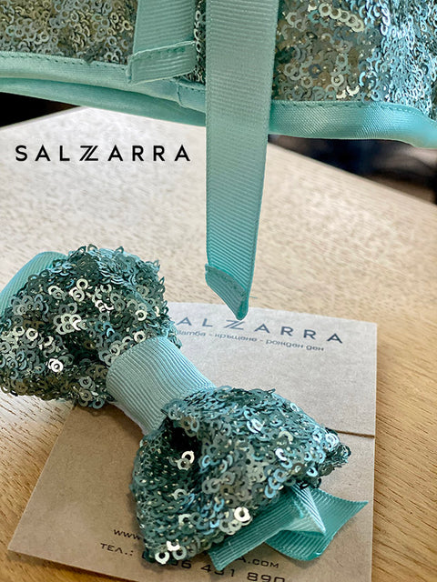 Frosted Glow Детска рокля зелени пайети