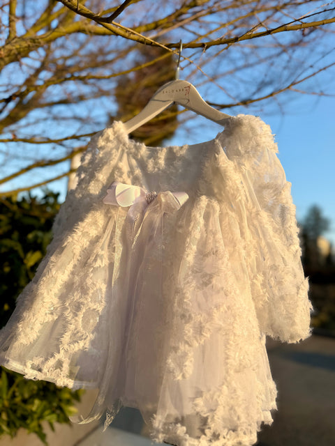 White Daisy Sequin Πολυτελές Λευκό Φόρεμα