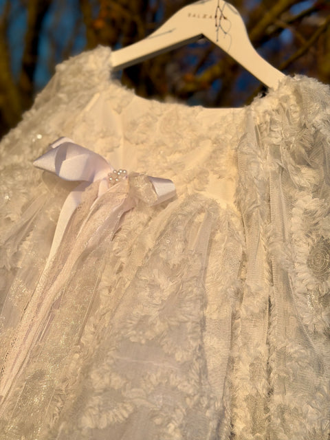 White Daisy Sequin Πολυτελές Λευκό Φόρεμα