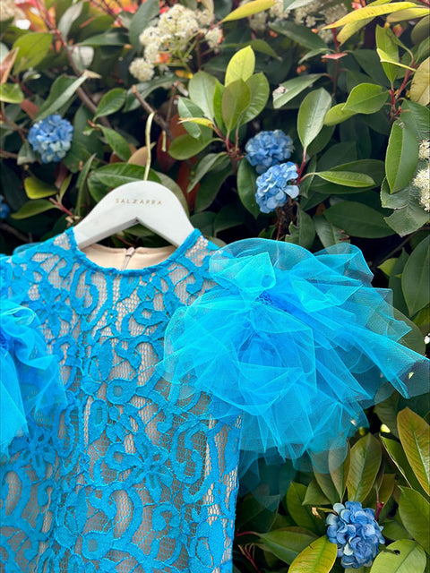 Blue Serenade Dress Детска синя дантелена рокля