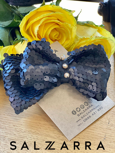 Starry Glow Black Sequin Dress with Gold Star