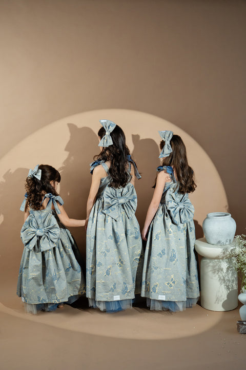 Blue Royale Jacquard Long jacquard dress