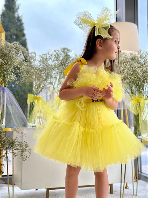Sunshine Whirl Yellow Tulle Dress