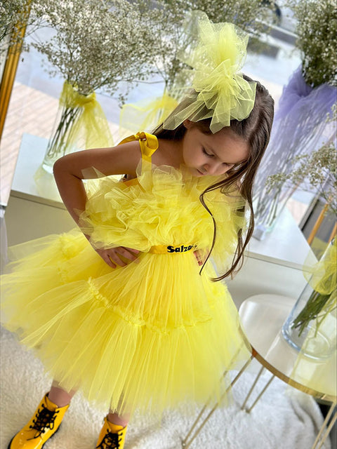 Sunshine Whirl Yellow Tulle Dress