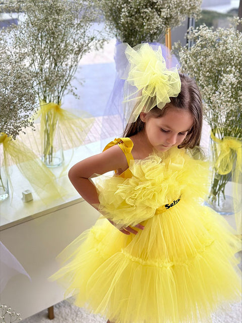 Sunshine Whirl Yellow Tulle Dress