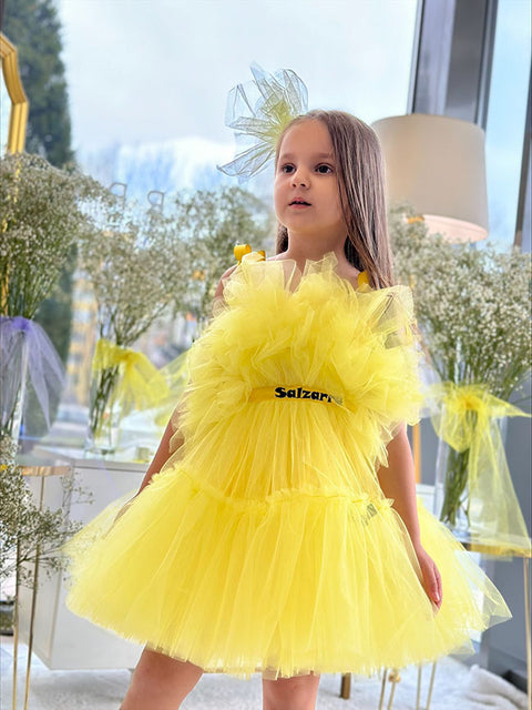 Sunshine Whirl Yellow Tulle Dress