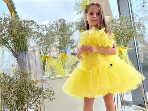 Sunshine Whirl Yellow Tulle Dress