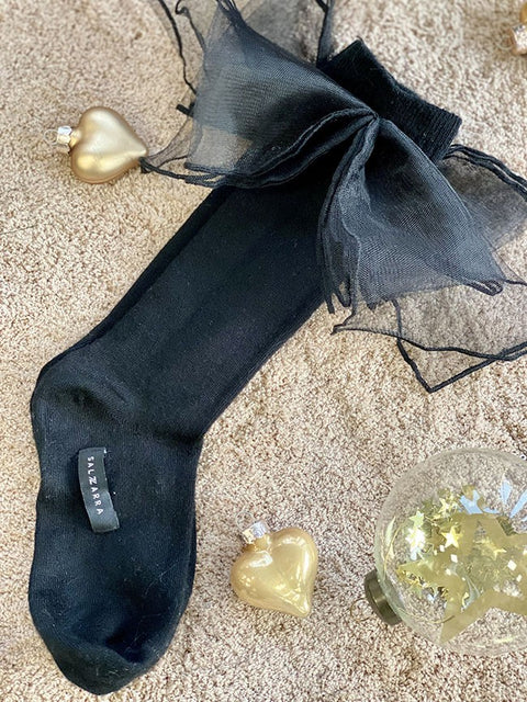 Tulle Kiss Black Чорапи с пандели черни