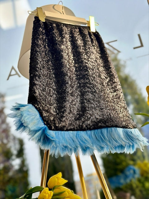 Stardust Feather Skirt Детска пола пайети и сини пера