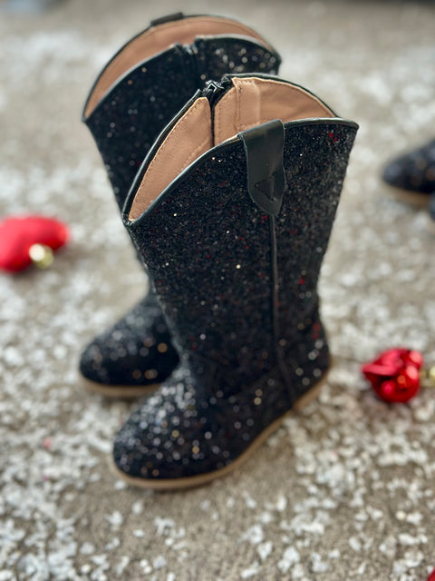 Elly in black Ботуши с брокат в черно