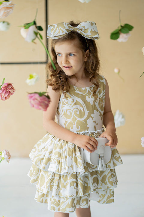 Summer in gold Рокля с бяло-златиста щампа
