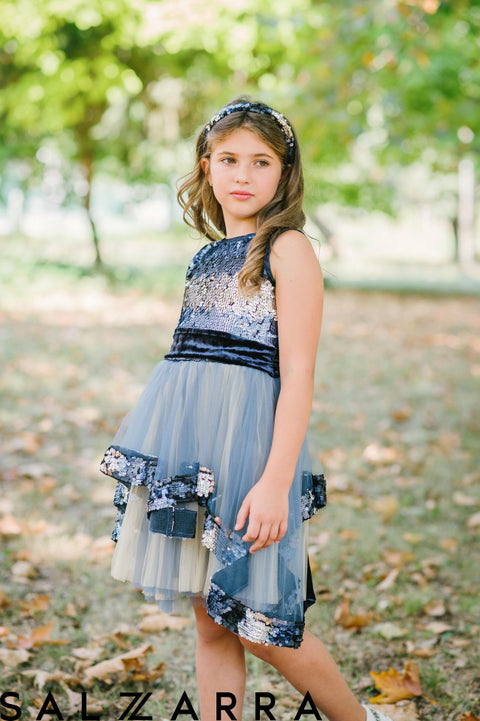 Sparkle Wave Dress Асиметрична рокля с пайети