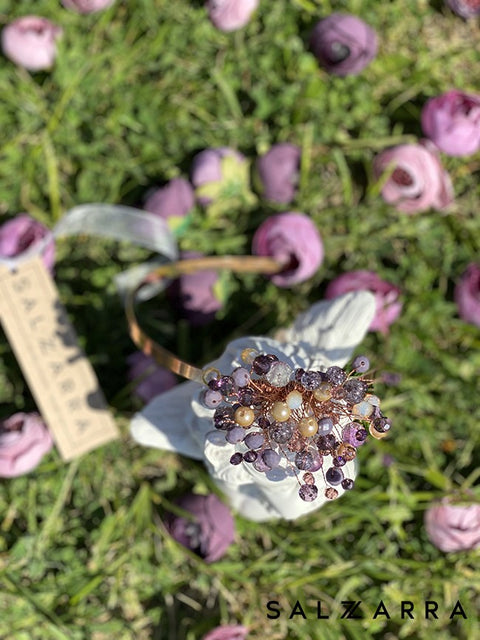 Smoky Violet Crown Луксозна тиара с кристали и перли