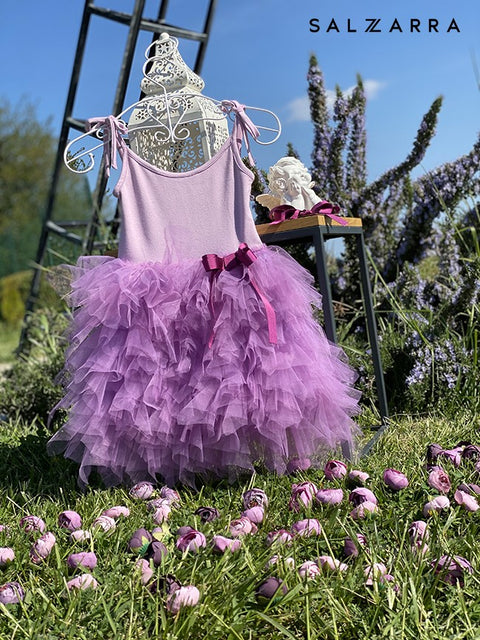 Amour de Violette Детска рокля в лилаво с богат тюл