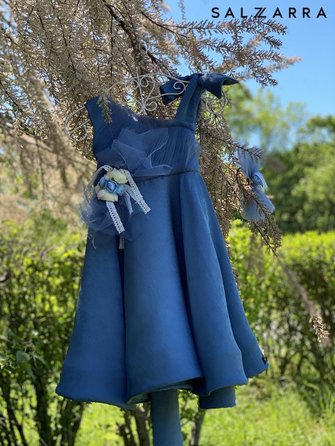 Blue Mirage Dress Детска рокля от синьо фризе