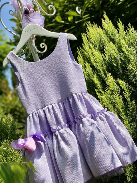 Ribelle Lilac Детска лилава рокля от рипс фризе