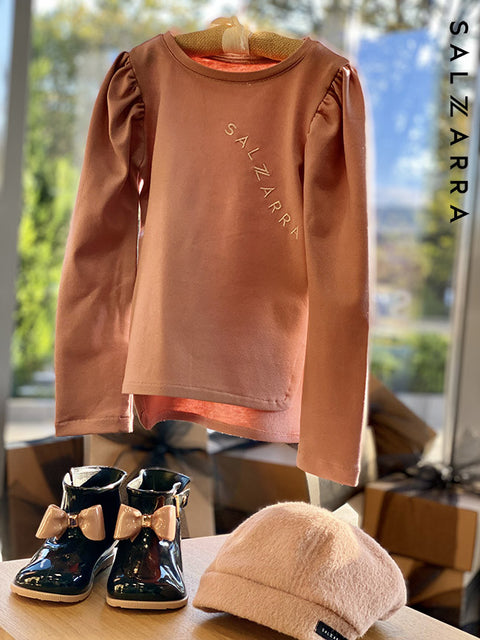 Caramel Glow Top Блуза в млечно кафяво с дълъг ръкав