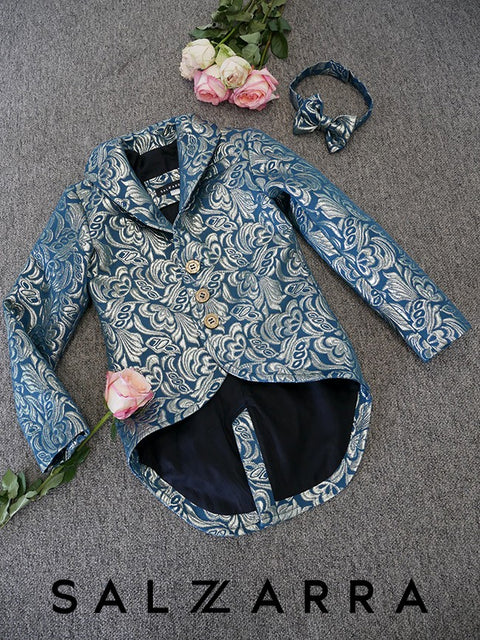 Petrol Elegance Blazer Детско сако от жакард в цвят петрол