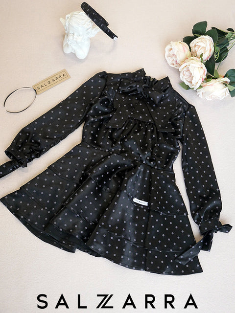 Midnight Dots Dress Рокля сатен на точки