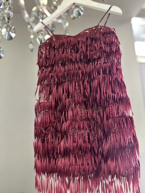 Burgundy Allure Dress Детска рокля с тънки презрамки