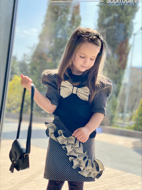 Golden Bow Blouse Детска блуза от жакард с панделка