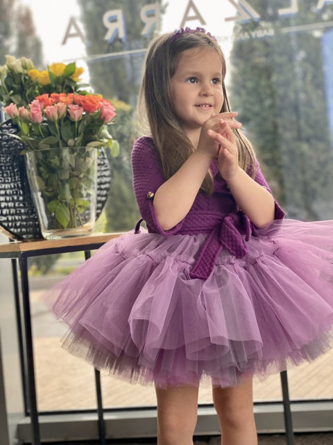 Violet Charm Dress Детска рокля с тюл  в лилаво