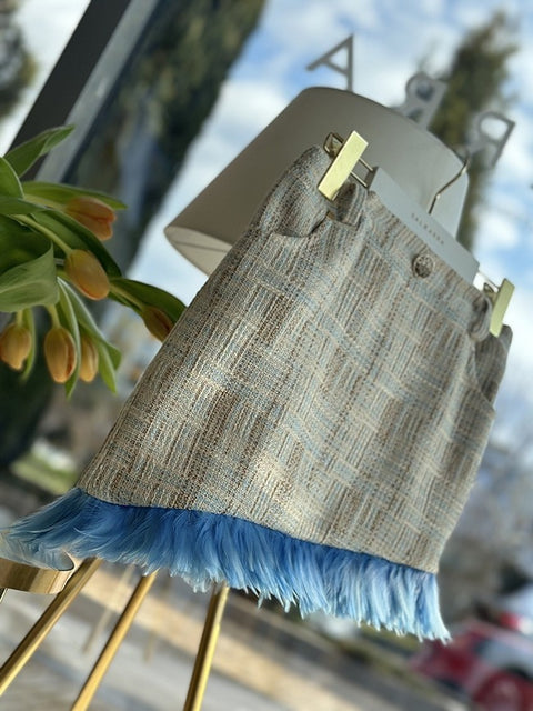 Blue Feather Charm Skirt Пола букле с пера