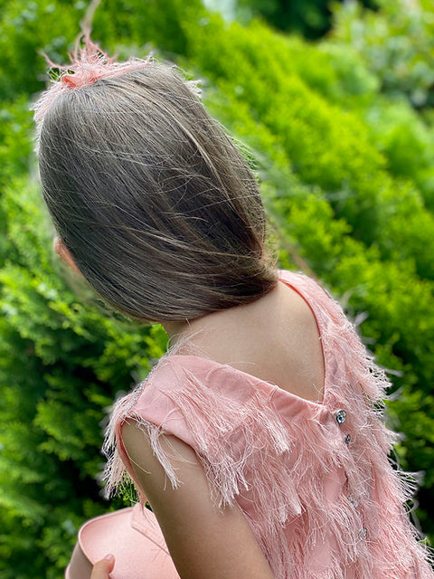 Peach Eleganza Φόρεμα με Κρόσσια σε Απόχρωση Ροδάκινου