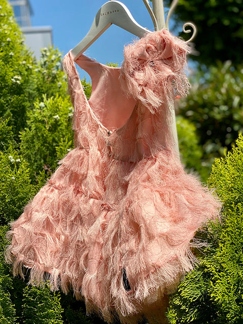 Blush Feather Dream ροζ φόρεμα