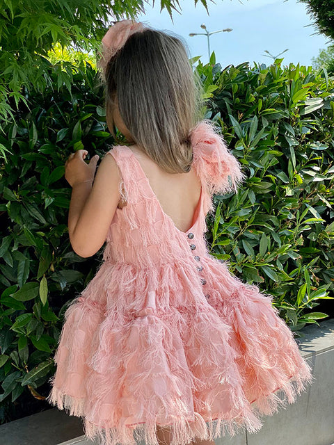 Blush Feather Dream ροζ φόρεμα