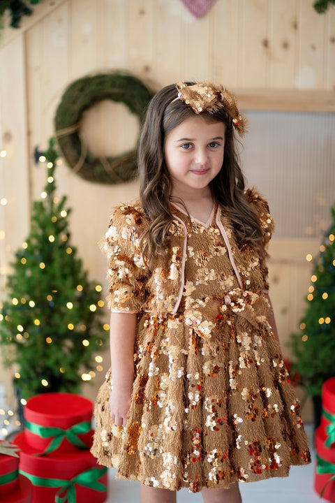 Aurelia Shine Dress Детска рокля от пайети в златисто