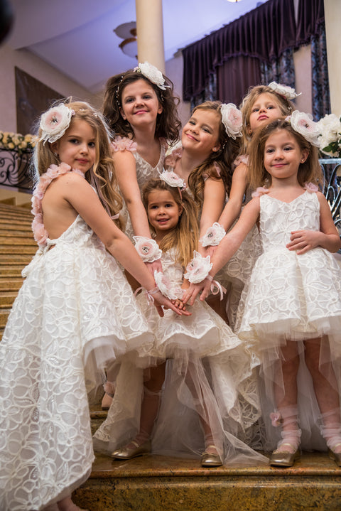 Rosa Incantata Luxurious dress with bare back and flowers