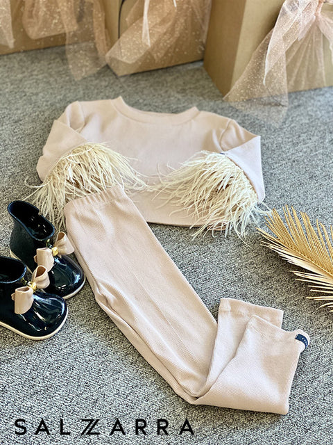 Nude Feather Set  Блуза и клин в nude с пера
