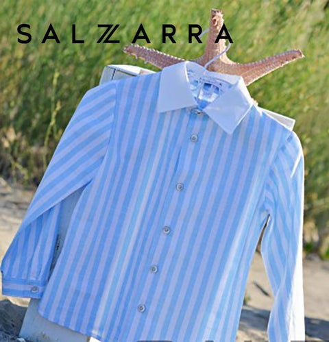 Marino Stripe Риза за момче в бяло и синьо райе