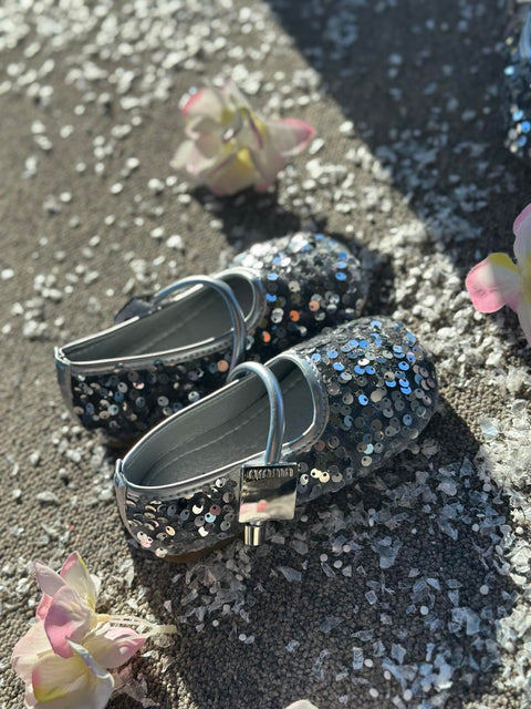 Sparkle Charm Silver Children's silver slippers