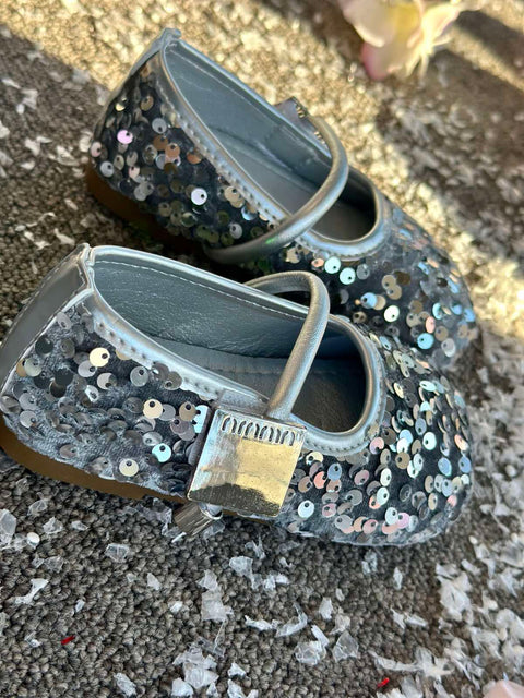 Sparkle Charm Silver Children's silver slippers