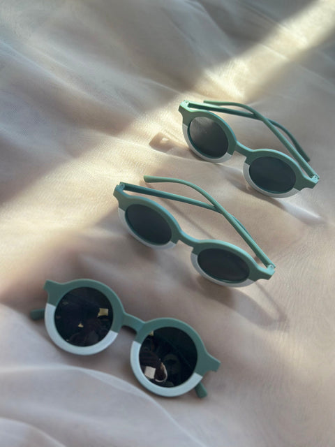 Ocean Roundie Sunglasses Детски кръгли слънчеви очила в зелено и бяло